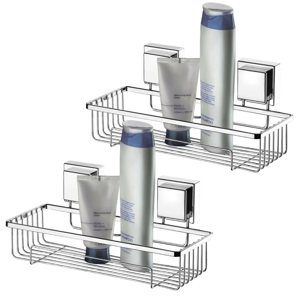 2 Suportes Prateleira P/ Shampoo C/ Adesivo Super Forte Ideal P/ Box E Banheiro