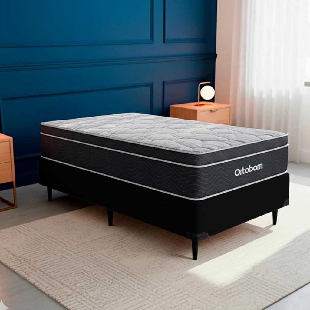 Cama box e colchão Elegant Superpocket – Solteiro (88x188) - Ortobom