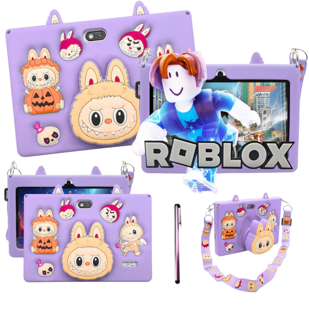 Tablet Labubu Infantil 128gb Memória Android 8gb Ram 7' Polegadas Wifi 5G Cor Roxo + Alça e Caneta em Oferta na Shopee
