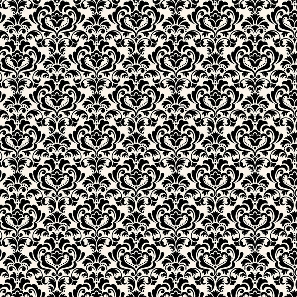 Tricoline Florais Arabesco Preto Fundo Branco 1408-v275 0,50x1,50m