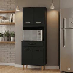 Armário Multiuso de Cozinha com Nicho para Micro-ondas