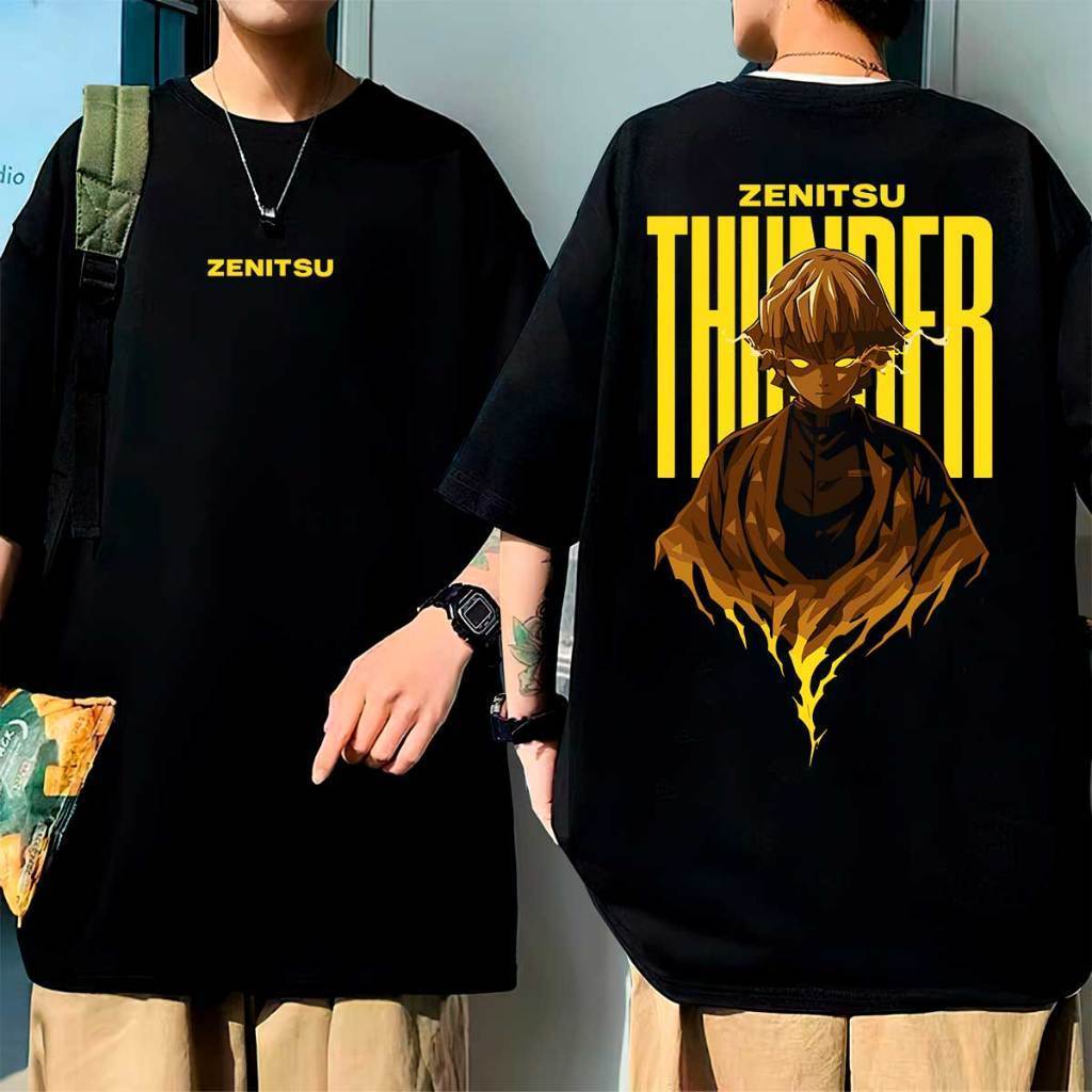Camiseta Oversized Anime Zenitsu Estampado Demonslayer Mangá Trovão Camisa Unissex 100% Algodão TREINAR em Oferta na Shopee