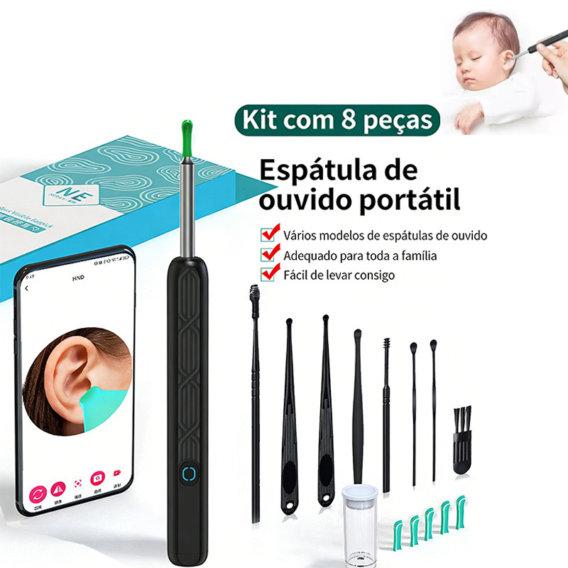 Removedor De Cera De Ouvido Led Otoscópio De Lente Wifi Hd Cuidados com os Ouvidos Limpeza de Ouvido H