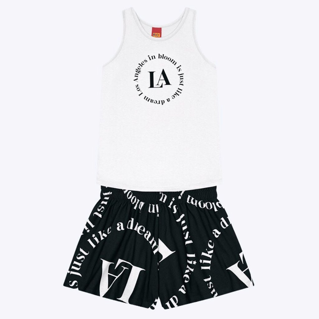 Conjunto Blusa Regata e Shorts Estampado Infantil Feminino Kyly 1000253