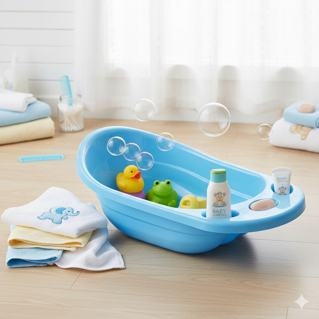 Banheira Banho Criança Bebe Infantil Grande Porta Sabonete