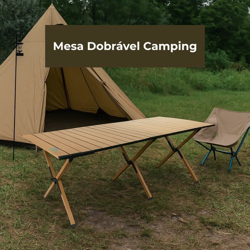 Mesa Dobrável Portátil Prática Compacta Camping Piquenique Lazer Bege