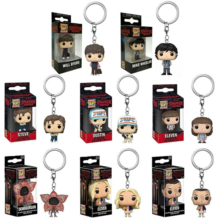 Stranger Things 5 Drama Americano Clássico POP Modelo Cartoon Chaveiro Pingente Presente
