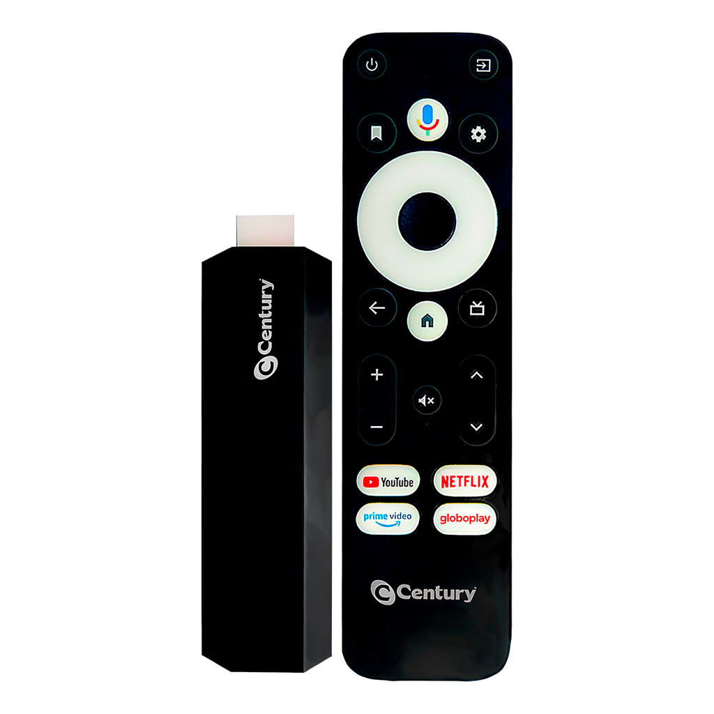 Century Smart Stick Android Tv Wi-fi 8gb Comando De Voz Chromecast Hdmi Preto Padrão
