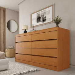 Cômoda 8 Gavetas Orgânica Luna 100% MDF 158cm Yescasa Marrom/Cinamomo Cinamomo