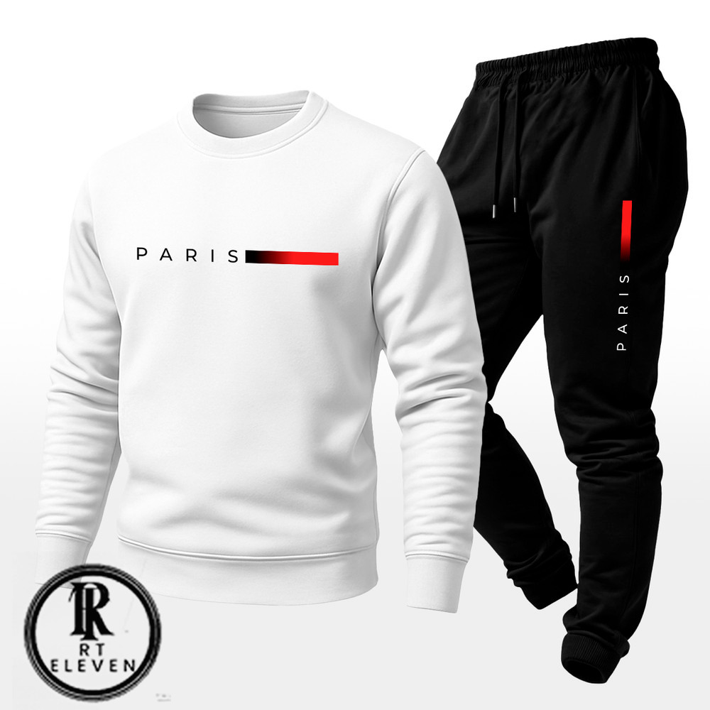 Conjunto Moletom Unissex Estampado Paris Calça e Blusa Gola Redonda Blusa Peluciada + Calça Moletom com bolso em Oferta na Shopee