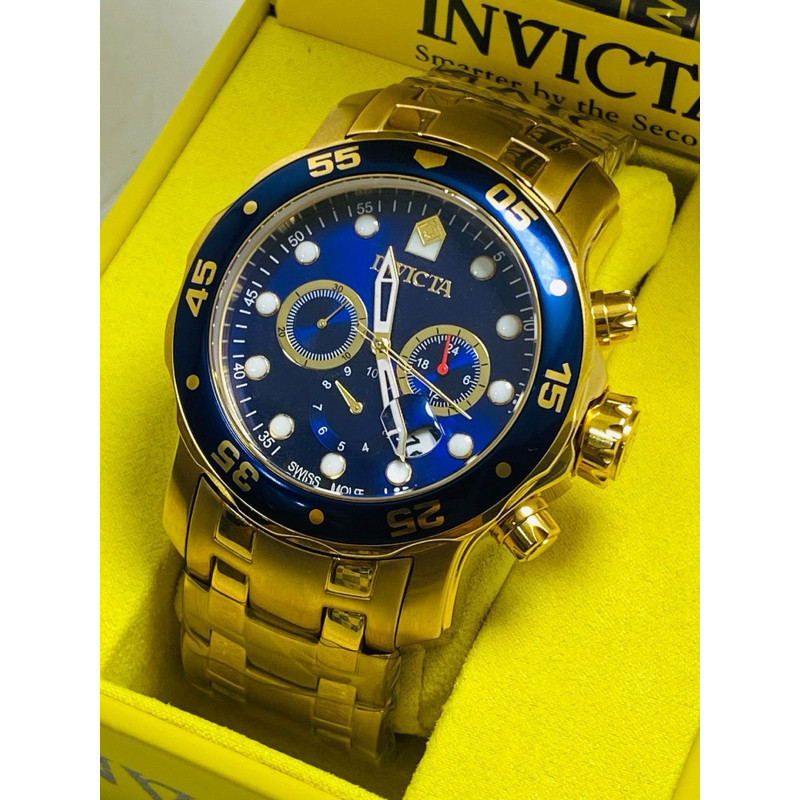 Relógio Pro Driver invicta Homem Masculino de Luxo Dourado, COM CAIXA SIMPLES
