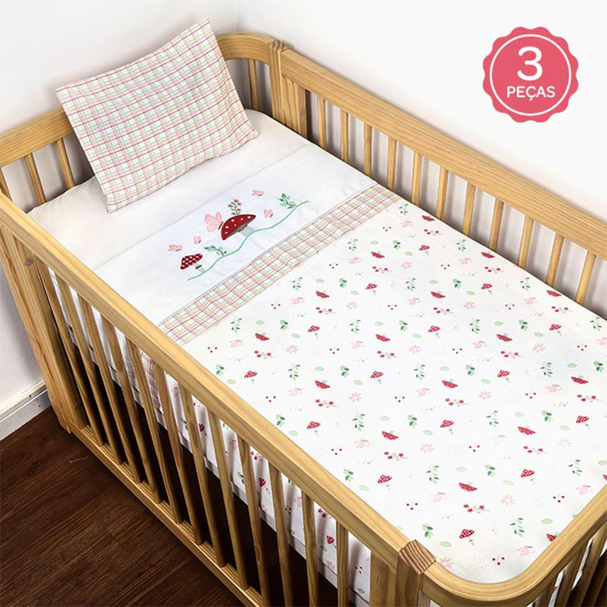 Jogo Lençol Dengo Bordado Cogumelo - 03 Peças em Oferta na Shopee