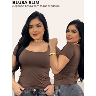 Blusinha Suplex Feminina Manga Curta Básica com Elasticidade Ideal para Looks Casuais em Oferta na Shopee
