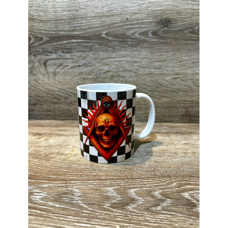 Caneca PERSONALIZADA Caveira Maçônica – Esquadro e Compasso 325 ml | Abrakadabra33 - MAÇONARIA