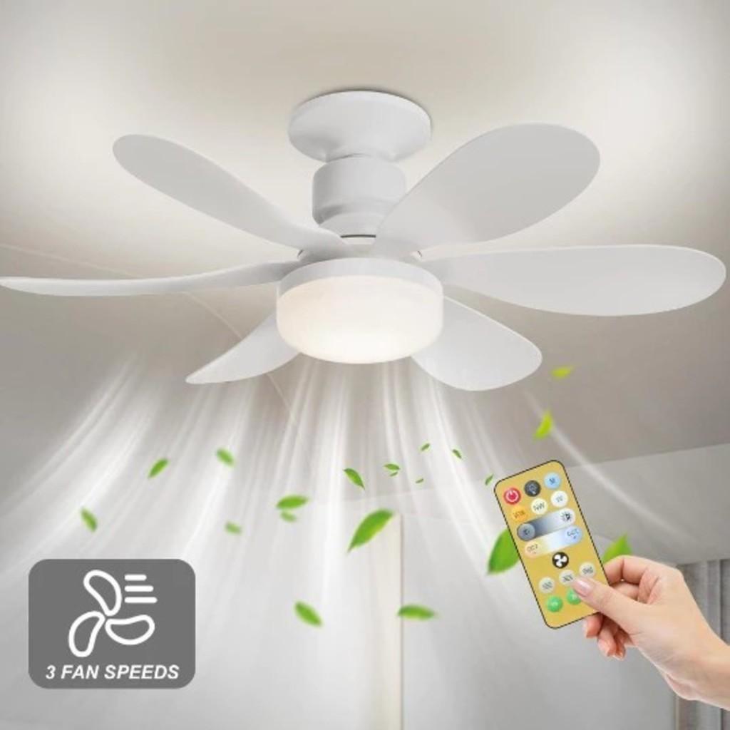 Ventilador de Teto com Luz LED 6 Pás · Econômico Baixo Consumo · Controle Remoto · 3 Velocidades · Ventilador Silencioso