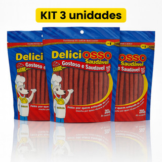 PETISCO PALITO OSSO DELICIOSSO CARNE FINO 200G - KIT 3 em Oferta na Shopee