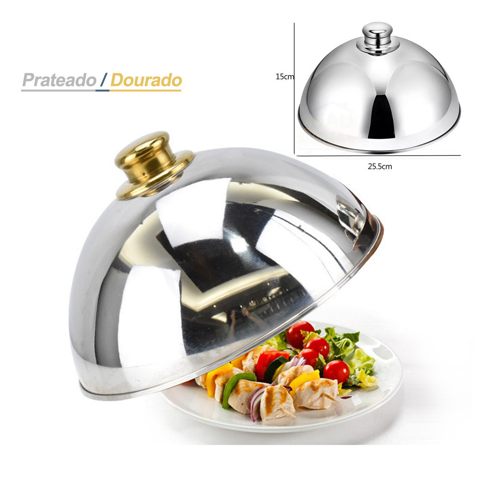 Tampa Pratos Cloche Inox  Alimentos Restaurante 25,5 Cm