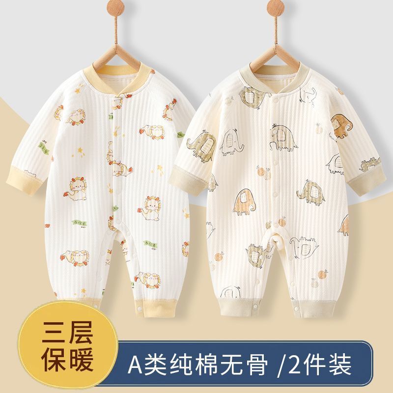 Macacão de bebê quente primavera outono inverno puro algodão acolchoado roupa interior do bebê macacão pijamas roupas re