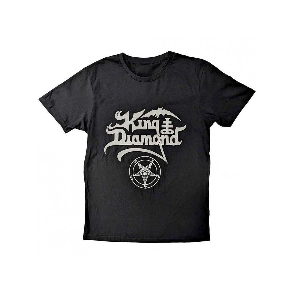 Camiseta Masculina e Feminina King Diamond Logo - Estampa Gótica Inspirada em Heavy Metal, Manga Curta com Estampa Branc