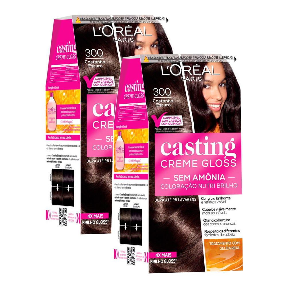 Kit 2 Tintura Casting Creme Gloss L'oréal Paris 300 Castanho Escuro em Oferta na Shopee
