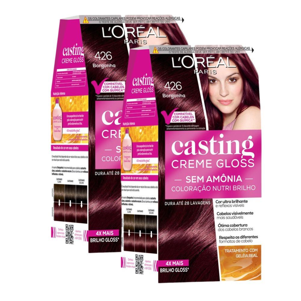 Kit 2 Tintura Casting Creme Gloss L'oréal Paris 426 Borgonha em Oferta na Shopee