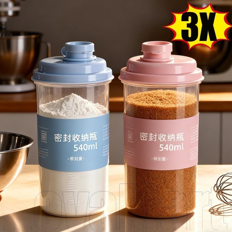 Frasco Recipiente De Comida Para Viagem De 3 Unidades-Garrafa De Armazenamento Em Escala Transparente-Acessórios Bebidas