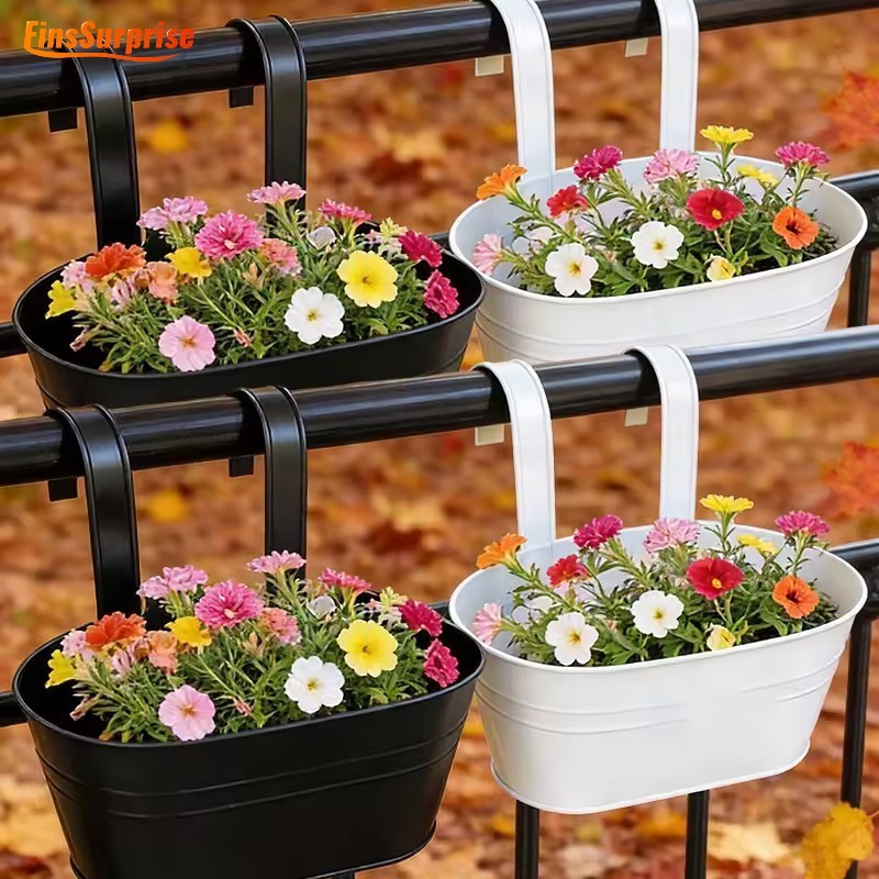 Cerca De Jardinagem Varanda Cesta Decorativa Vaso De Flores-Suspenso De Metal Resistente Com Ganchos-Jardim Paisagem Bac