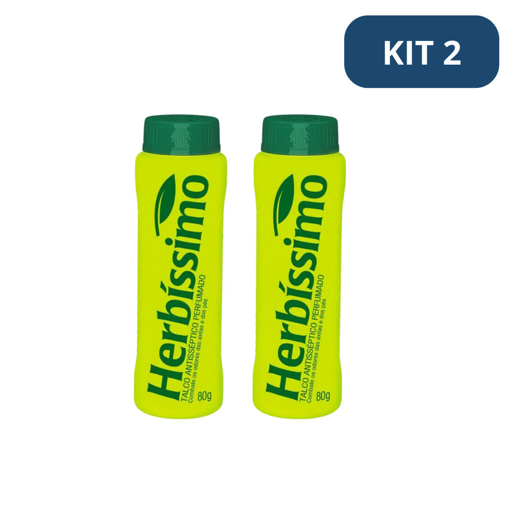 Kit 2 Talco Desodorante Herbissimo para pés  Antisséptico 80G em Oferta na Shopee