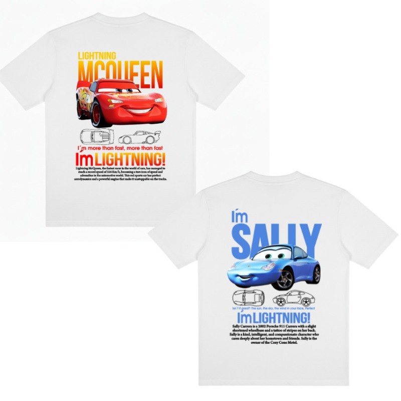 Kit Camisetas Casal Basica Estampada Filme Carros Conjunto Namorados Blusa Estampa Divertida COUPLE MCQUEEN e SALLY