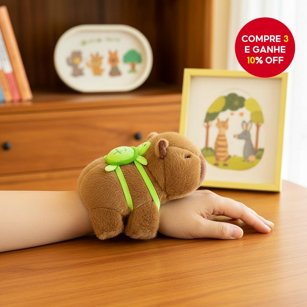  brinquedo de pelúcia capivara de mão com estilo de mochila tartaruga