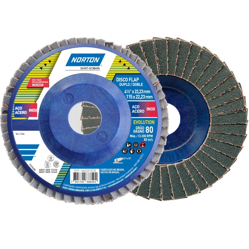 Disco de lixa flap disc reto 4.1/2pol - R822 - Norton