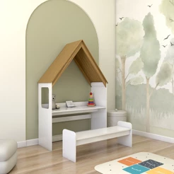 Mesa Infantil Casinha Montessoriana com Banco 100% Mdf - Panorama Móveis