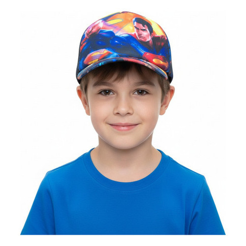 Boné Super Man Infantil Menino Personagens Ajustável Respirável  Premium Azul Un Boné Super Man