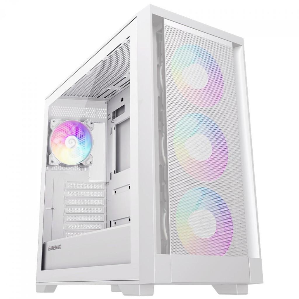 Gabinete Gamer Gamemax Defender MB WH, Mid Tower, MATX, Vidro Temperado, Sem Fonte, Sem Fan, DEFENDER WHITE