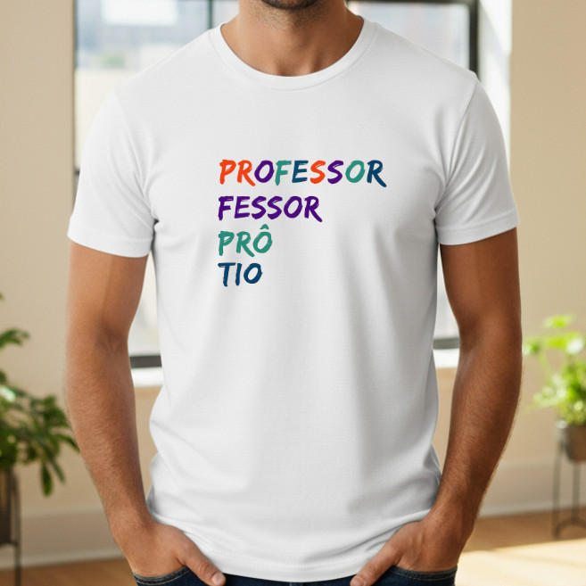 Camiseta Masculina Profissão Professor T Shirt Frase Engraçada Educação Pedagogia 100% Algodão JsCod