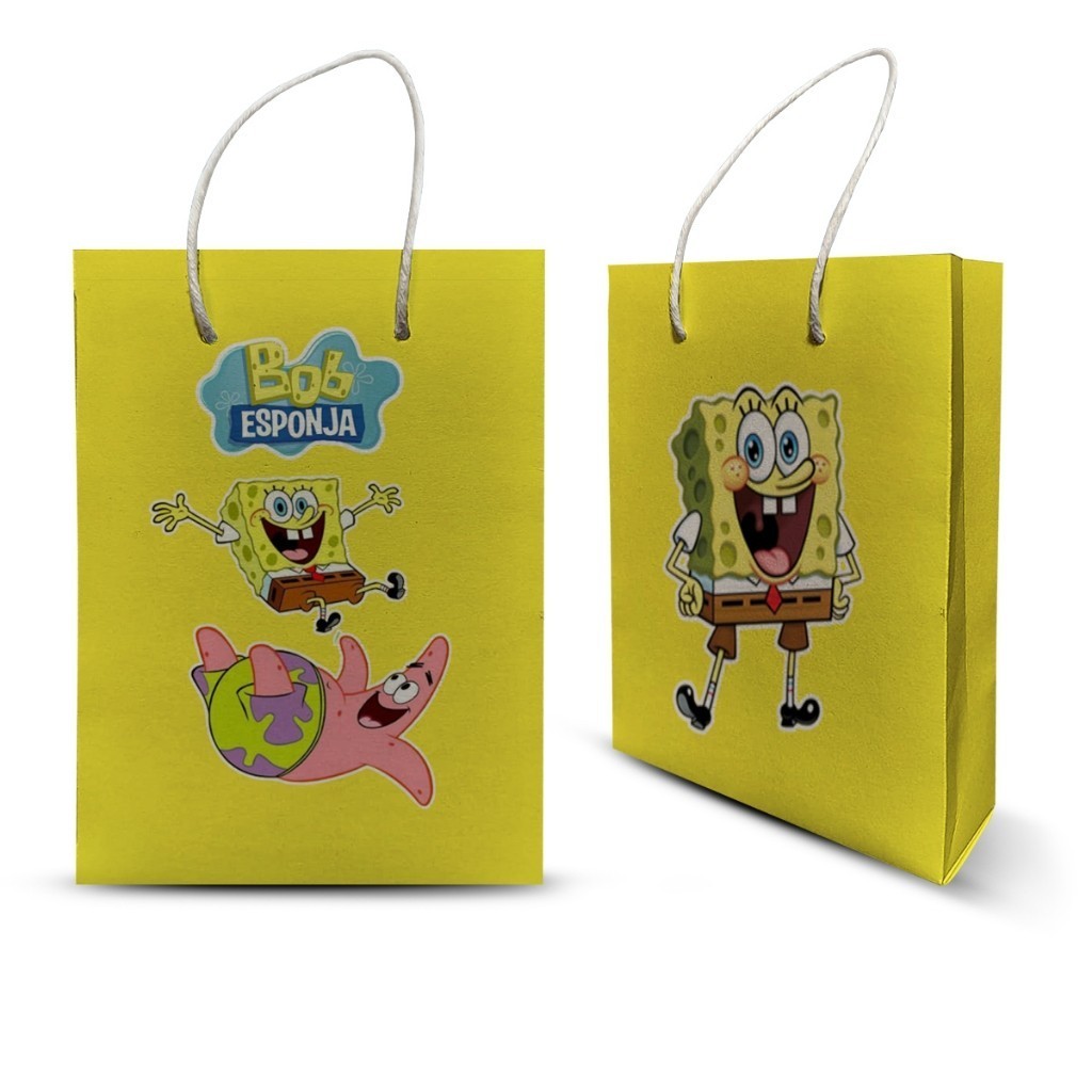 10 SACOLINHA SURPRESA PERSONALIZADA TEMA BOB ESPONJA LEMBRANCINHA MILK DE FESTA