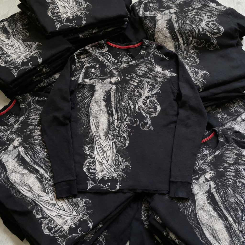 90s Affliction Mangas Curtas Hip Hop Em Torno Do Pescoço Oversized Manga Comprida T Camisa Novas Roupas Casuais Topos St