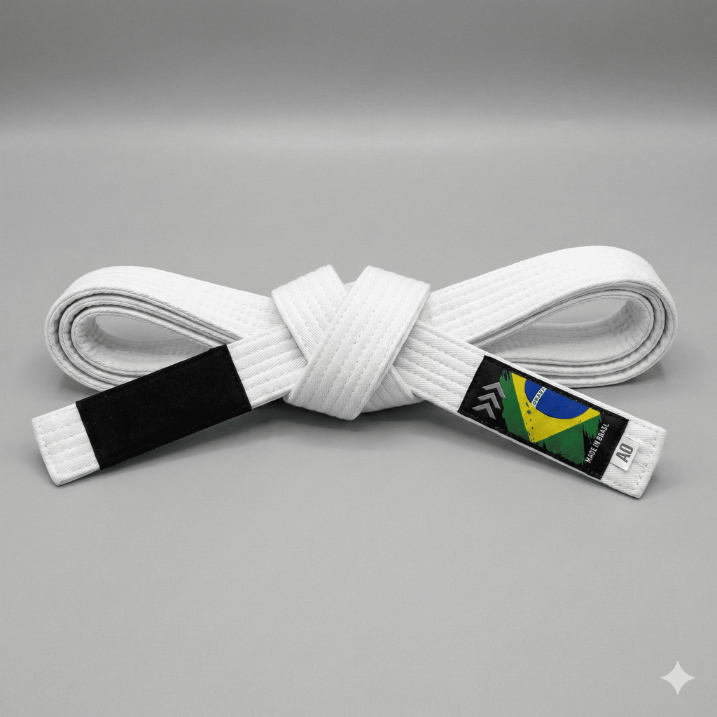 Faixa Jiu Jitsu Com Ponta Preta Visual Tradicional Alta Resistência Premium