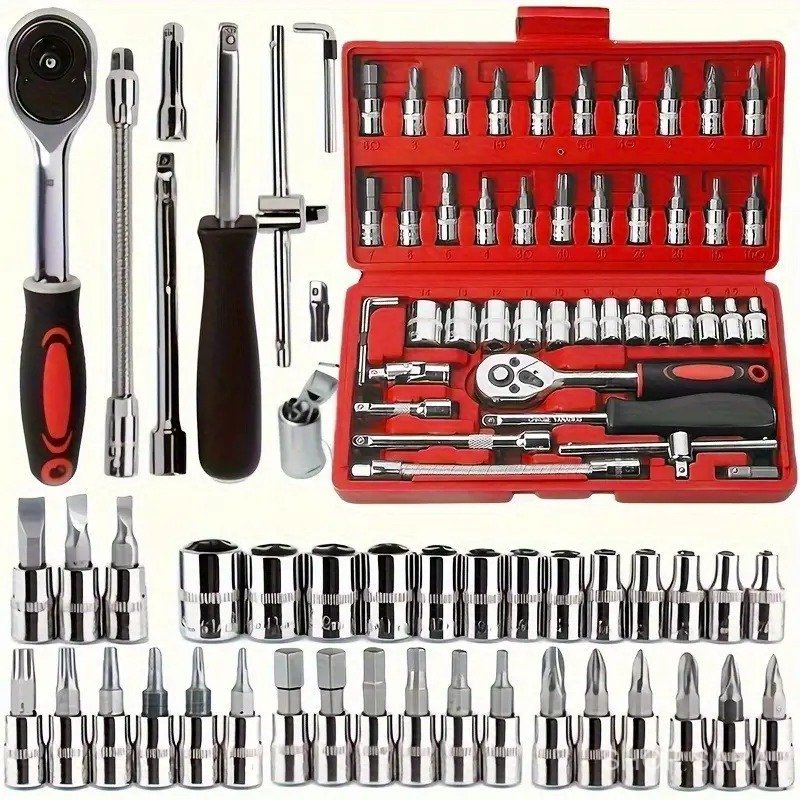 46/92 Pcs Caixa De Ferramentas Vermelho,Ferramentas DoméSticas Essenciais,SoluçõEs Completas Para ManutençãO Promoção