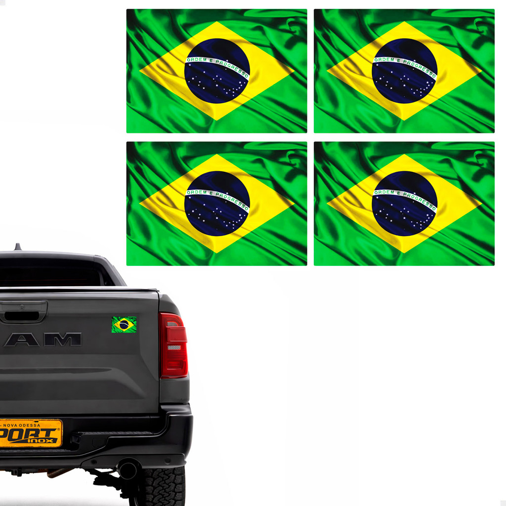 Kit 4 Adesivos Bandeira Brasil Decorativo 16x11 cm Universal em Oferta na Shopee