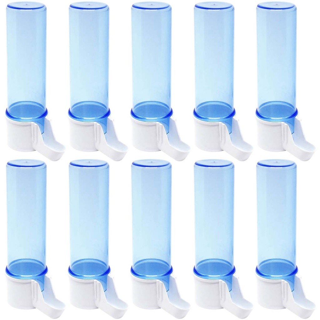 Kit 10 Bebedouro Pássaros 100ml Italiano Azul Gaiola Malha Fina Toco Tucano - Canário Curió Coleiro