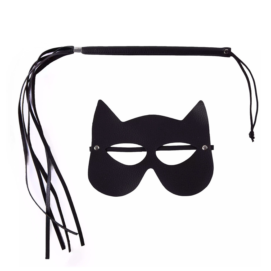 Kit Mulher Gato com Chicote e Máscara - 5 Cores