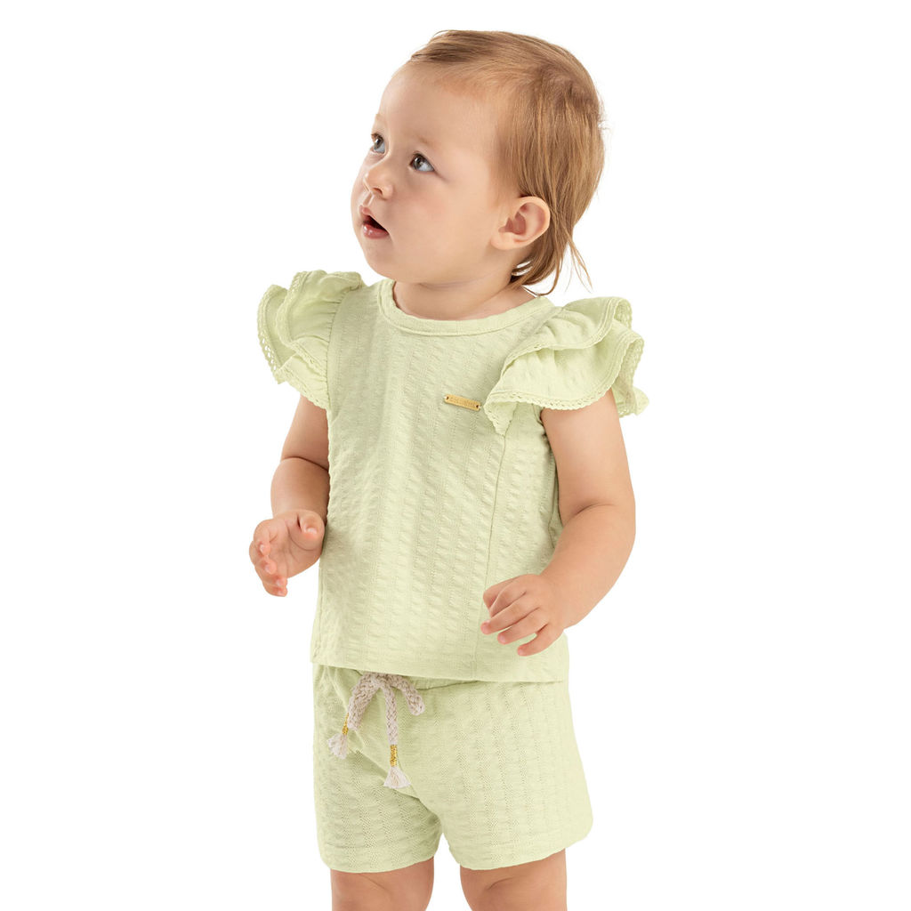 Conjunto Bebê Menina Curto Texturizado Colorittá Verde em Oferta na Shopee