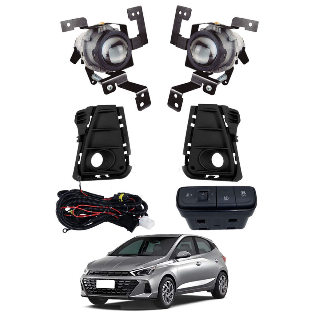 Kit Farol HB20 Hatch/Sedan Plus (Manual) 2024 Moldura Preta Botão Mod Orig. Shocklight - SL-121611 em Oferta na Shopee