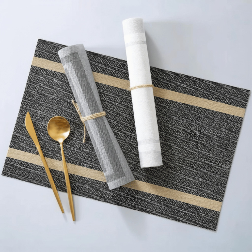 Kit 2/4/6 Jogo Americano Lis Gold Prata 30x45cm PVC - Dolce Home / Lugar Mesa Posta Jantar Decoração