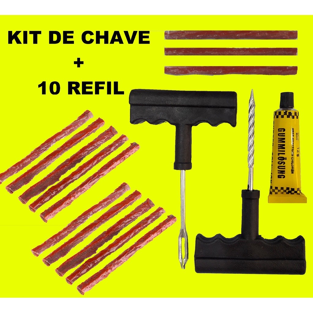 KIT DE REPARO DE PNEU SEM CÂMARA MACARRÃO PARA MOTO E CARRO Envio Veloz