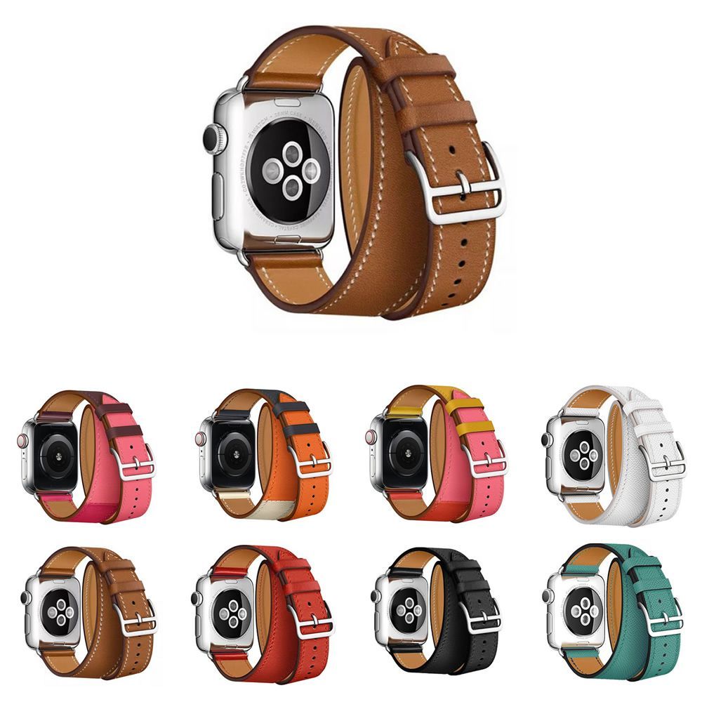 Pulseira Couro Volta Dupla LTIMPORTS para Apple Watch 44/45/46/49mm Ultra e 42mm