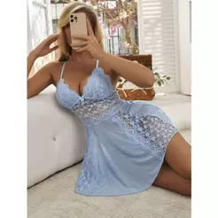 Camisola Paixão Sensual com Renda e Alça Cruzando as Costas