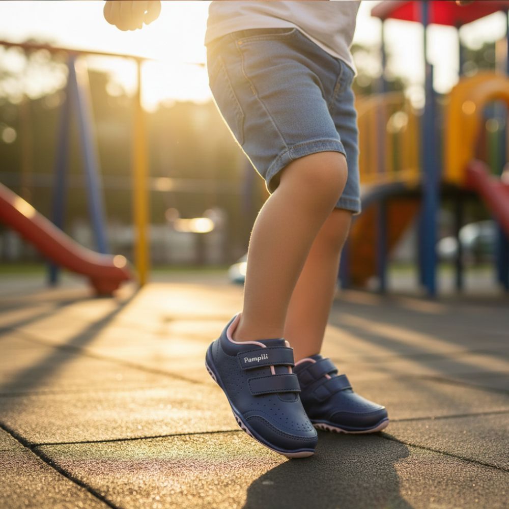 Tênis Pampili Infantil Marinho Rosa Tira Aderente Leve Confortável em Oferta na Shopee