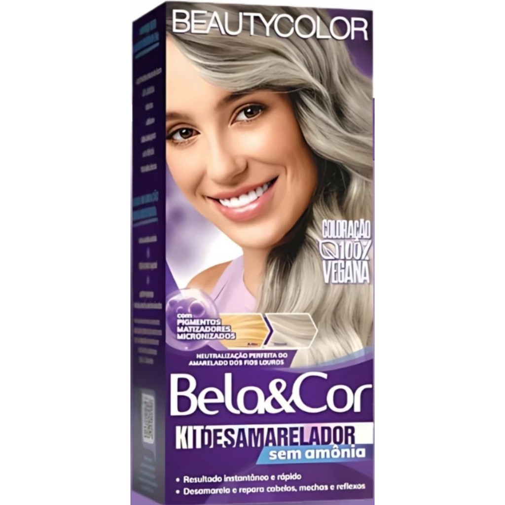 Kit Desamarelador Beautycolor Bela&Cor Sem Amônia – Matizador para Loiros e Grisalhos | Brilho Intenso